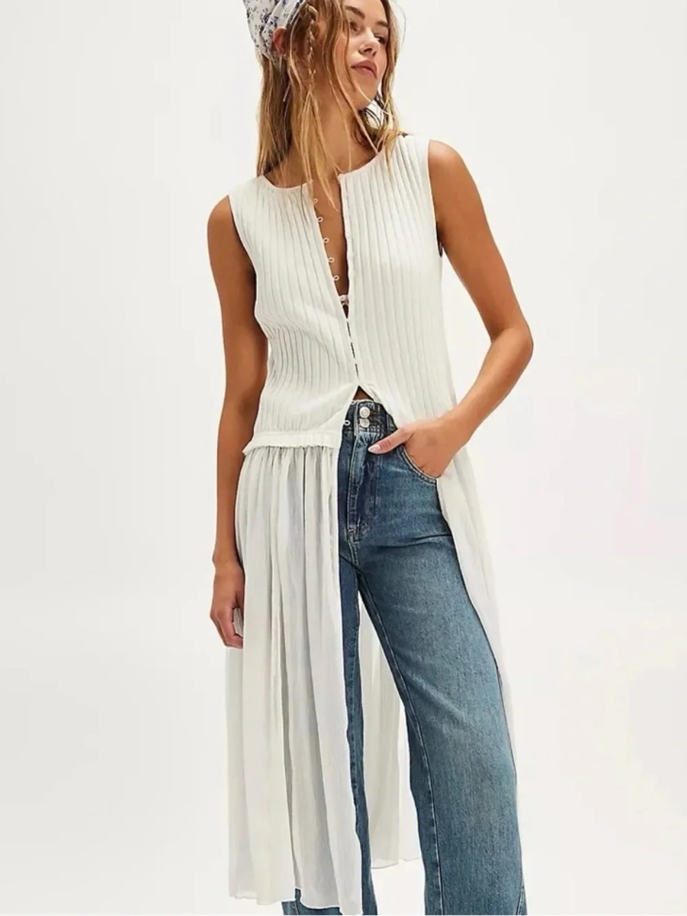 FREE PEOPLE: Twice As Nice Maxi Top in White. Nwt